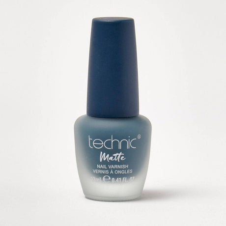 A bottle of matte nail varnish in the shade What's The Teal on a white background