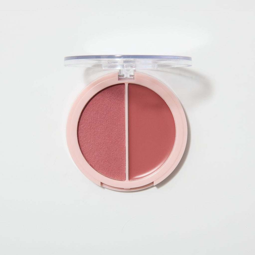 An opened coupled up blusher in the shade Heartfelt Hues on a white background.