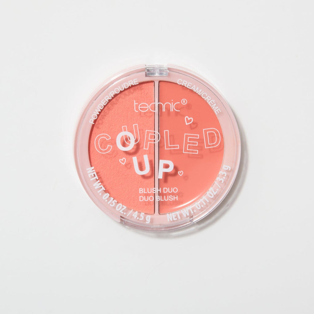 A coupled up blusher in the shade Tropical Romance on a white background.