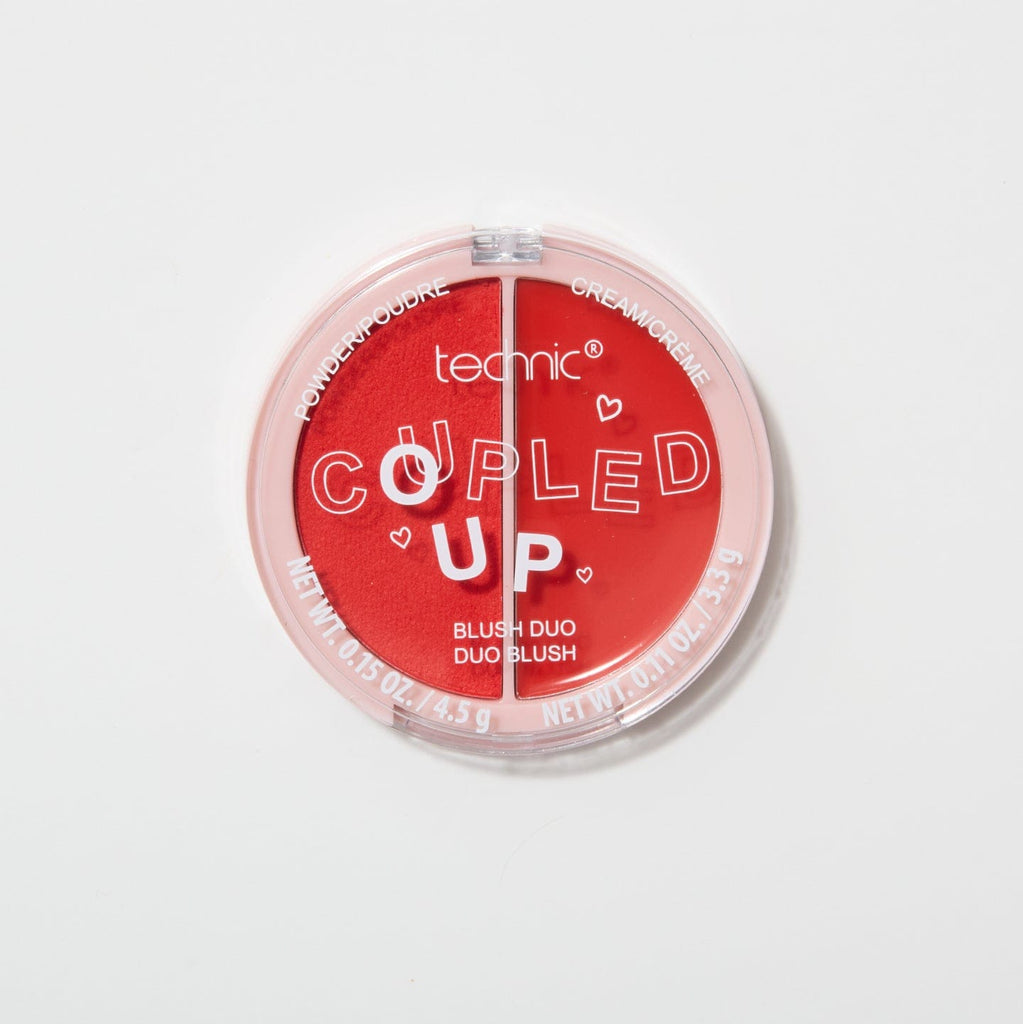 A coupled up blusher in the shade Twin Flame on a white background.