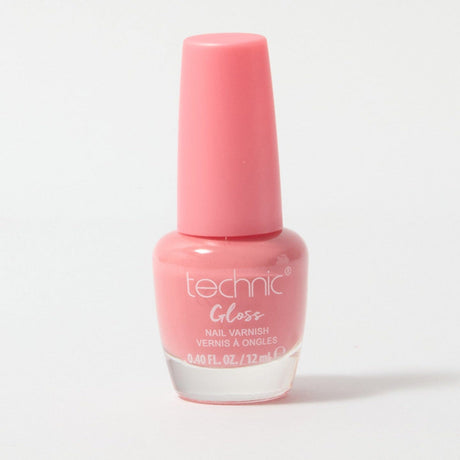A bottle of gloss nail varnish in the shade Pink Pearl on a white background