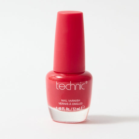A bottle of nail varnish in the shade Aphrodite on a white background