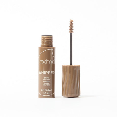 Technic whipped brow mousse in light brown with applicator on a white background