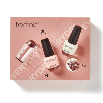 The french manicure giftset on a white background. The giftset is in a pink box with images of each product on the front.