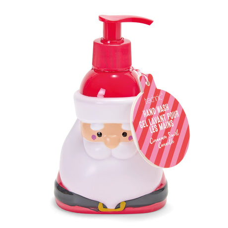 Santa shaped hand wash on white background