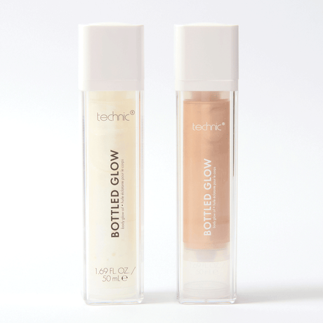 Two bottles of technic Bottled Glow on a white background